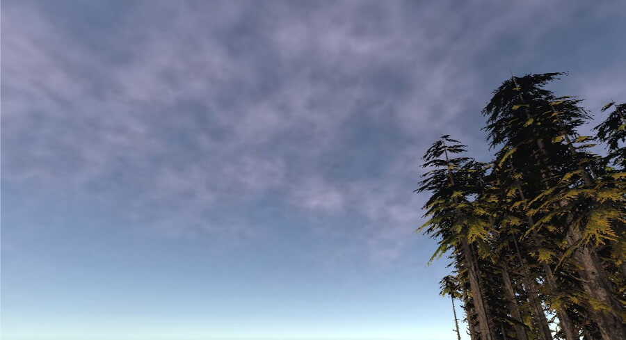 Day time scene with sparse clouds